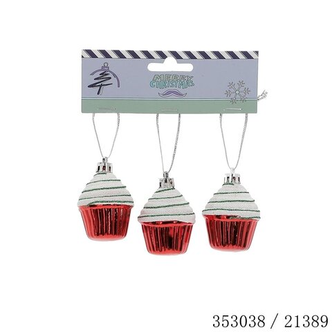 Hanger cupcake 7x3x6cm rood 3stuks