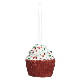 Hanger D6cm cupcake glitter rood