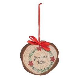 Hanger D9cm hout met kerststrik