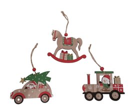 Hanger deco 36x16cm hout 3ass