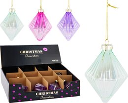 Hanger diamant H8cm glas 3ass