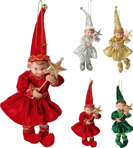 Hanger elf H19cm 4ass
