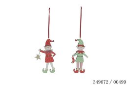 Hanger elfje H11,5cm 2ass hout - rood+groen