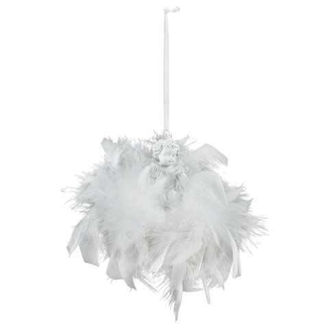 Hanger engel 12x70cm met veer wit