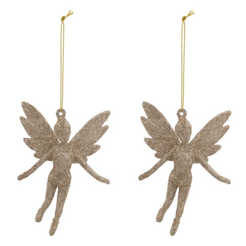 Hanger engel H13cm 2stuks goud
