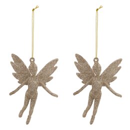 Hanger engel H13cm 2stuks goud