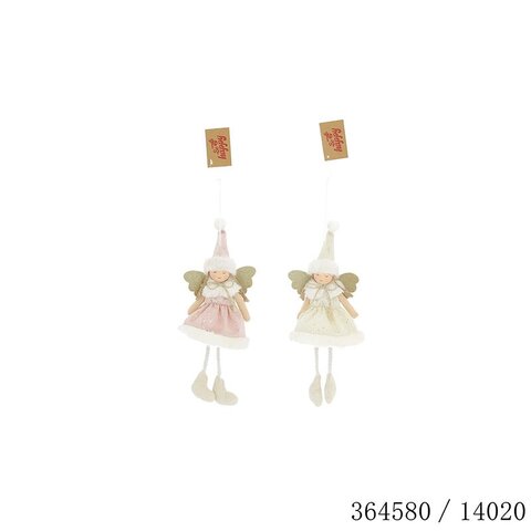 Hanger engel H27cm roze/wit 2ass