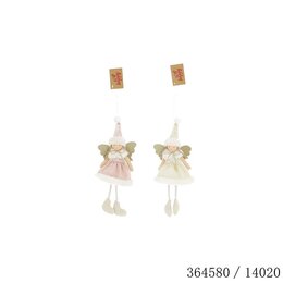 Hanger engel H27cm roze/wit 2ass