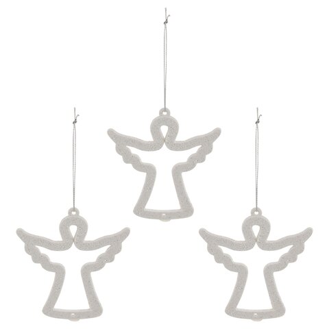Hanger engel H9cm kunststof 3stuks wit