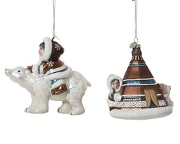 Hanger eskimo 9x10cm glas 2ass