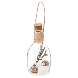 Hanger fiole glas sneeuw met dennenappel