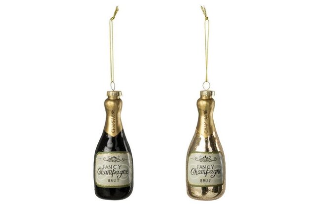 Hanger fles champagne 5x13cm glas 2ass