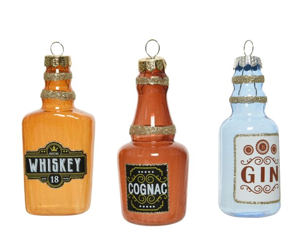 Hanger fles H9cm glas 3ass