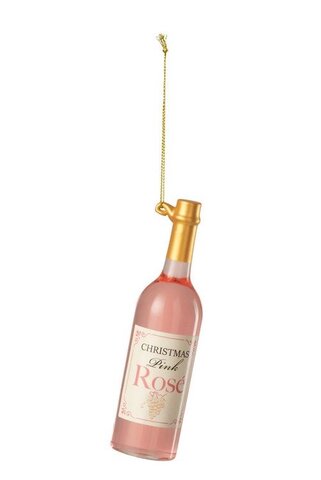 Hanger fles rosé 3x13cm glas