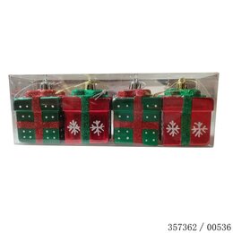 Hanger geschenkdoos 6,5x5x5cm groen/rood 4stuks