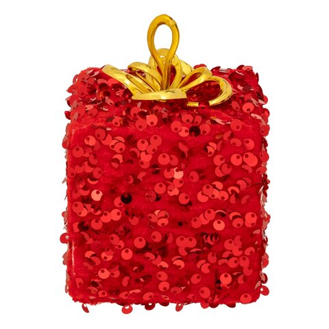 Hanger geschenkdoos H12cm sequin rood