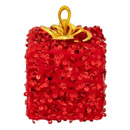 Hanger geschenkdoos H12cm sequin rood