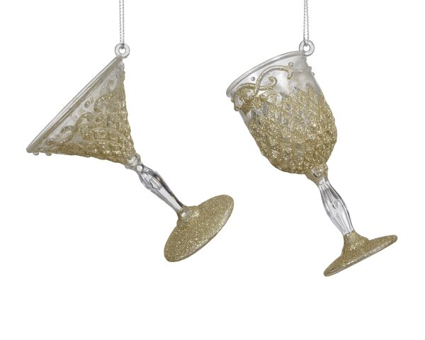 Hanger glas 4x4cm kunststof goud 2ass