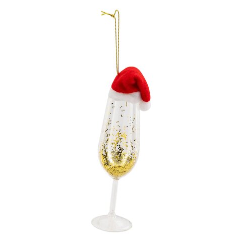 Hanger glas champagne H16cm goud met muts