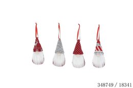Hanger gnome 23x6cm rood/grijs 4ass