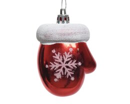 Hanger handschoen 5x7cm kunststof - rood wit