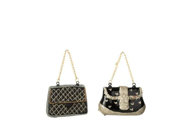 Hanger handtas 9x6cm zwart glas 2ass