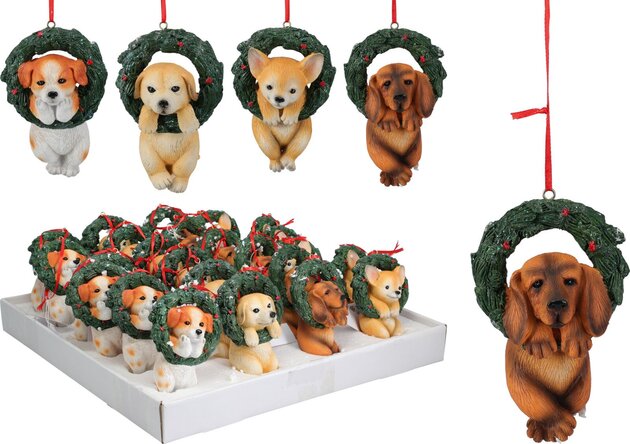 Hanger hond in krans 4ass