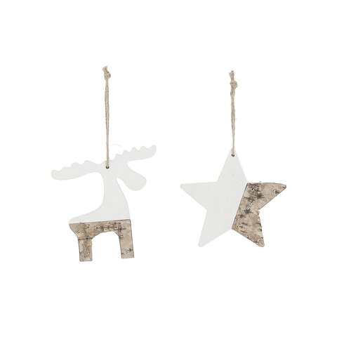 Hanger hout 11x12cm 2ass rendier of ster
