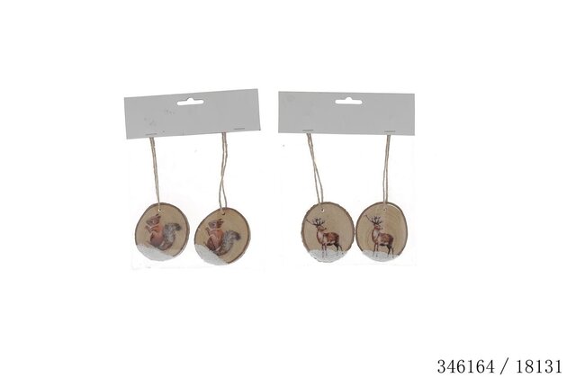 Hanger hout 7x7cm 2stuks 2ass