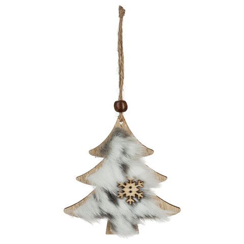 Hanger hout met bont 3stuks
