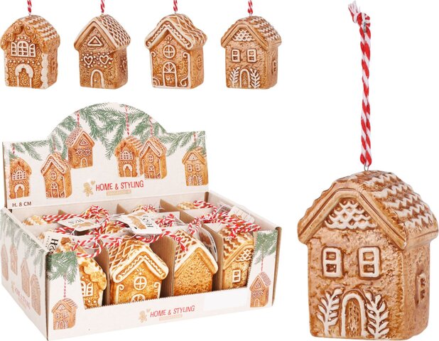 Hanger huis peperkoek H8cm 4ass