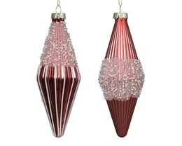 Hanger ijspegel glas H15cm rood 2ass