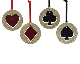 Hanger kaarten 7x10cm goud 4ass