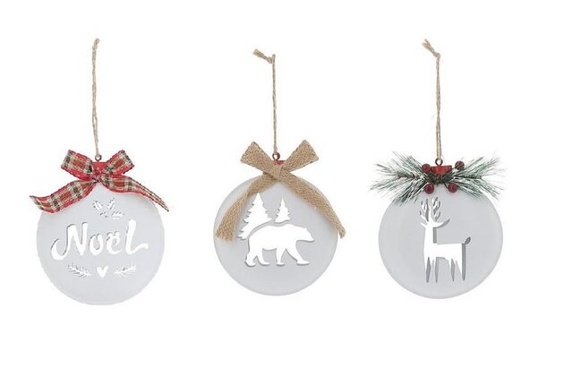 Hanger Kerst 10,5x12cm metaal 3ass