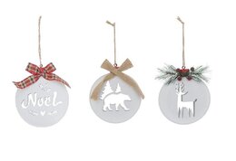 Hanger Kerst 10,5x12cm metaal 3ass