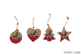 Hanger Kerst 12x11,5x0,8cm hout 4ass