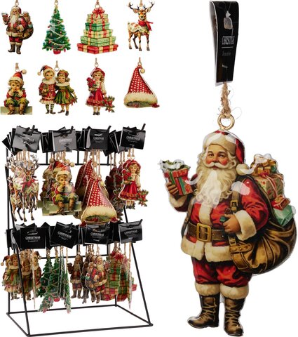Hanger Kerst retro H10cm 8ass