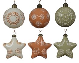 Hanger kerstbal-ster D8cm glas 6ass