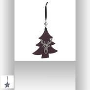 Hanger kerstboom 11cm hout met rendierhoofd