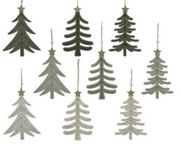 Hanger kerstboom 11x18cm vilt 9ass