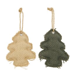 Hanger kerstboom 16x21cm jute 2ass