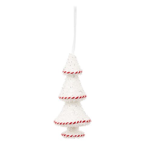 Hanger kerstboom 17cm met sneeuw wit