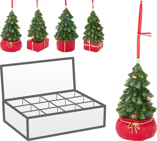 Hanger kerstboom 6x11cm 4ass