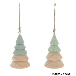 Hanger kerstboom 7x11cm hout groen