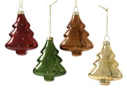 Hanger kerstboom 8x10cm glas 4ass
