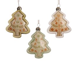 Hanger kerstboom 8x11cm glas 3ass