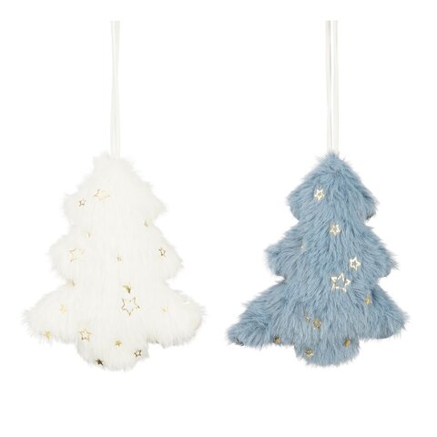 Hanger kerstboom fluweel 9x8cm 2ass