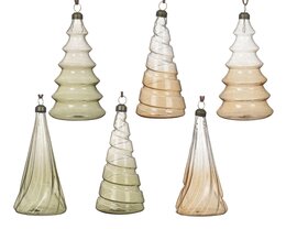 Hanger kerstboom glas H12cm 6ass