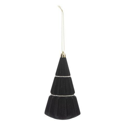 Hanger kerstboom H13cm fluweel zwart