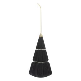 Hanger kerstboom H13cm fluweel zwart